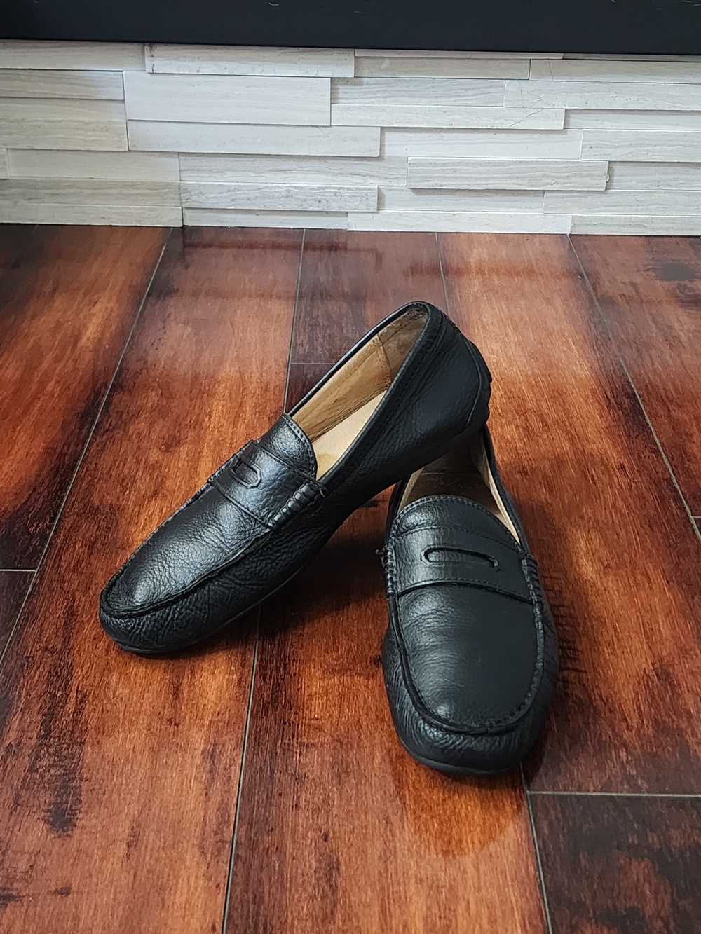 COACH Men’s Black Leather Driving Loafers Penny Loafers US 7